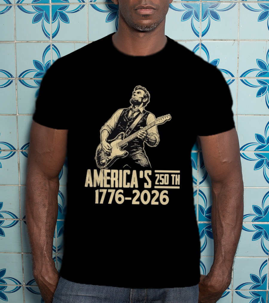 Abraham Lincoln Rocks Guitar America's 250th 1776 2026 T-Shirt