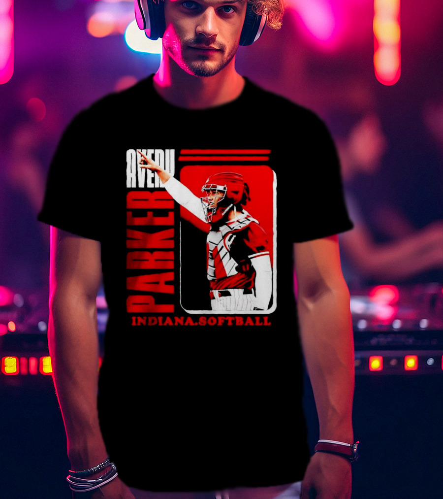 Avery Parker Indiana Softball Catcher Player Red And White Uniform T-Shirt