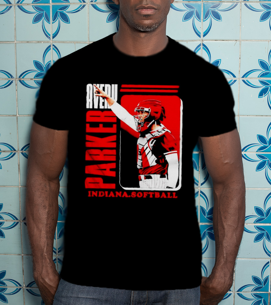 Avery Parker Indiana Softball Catcher Player Red And White Uniform T-Shirt