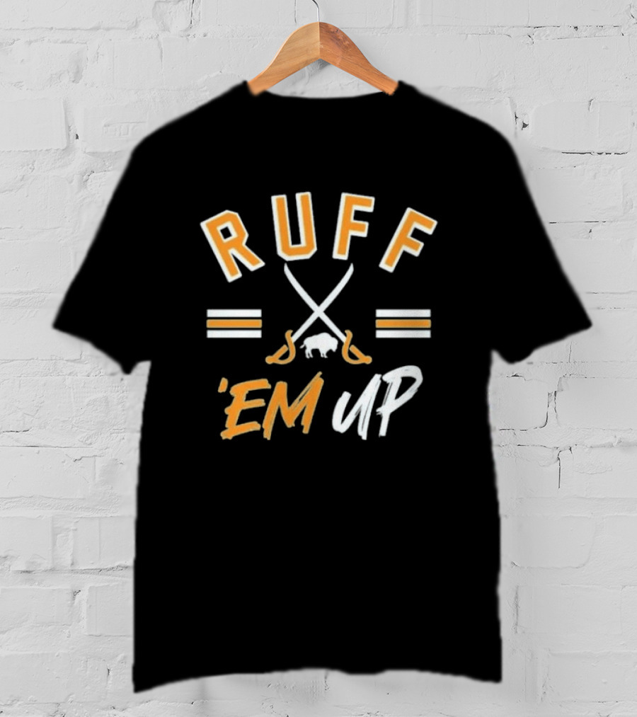 Buffalo Sabres Ruff 'Em Up Hockey Sticks And Buffalo T-Shirt