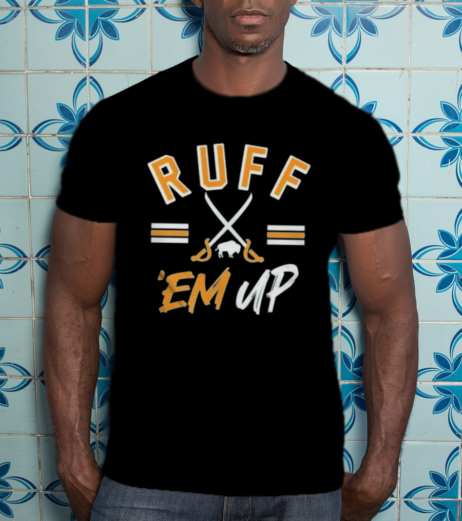 Buffalo Sabres Ruff 'Em Up Hockey Sticks And Buffalo T-Shirt