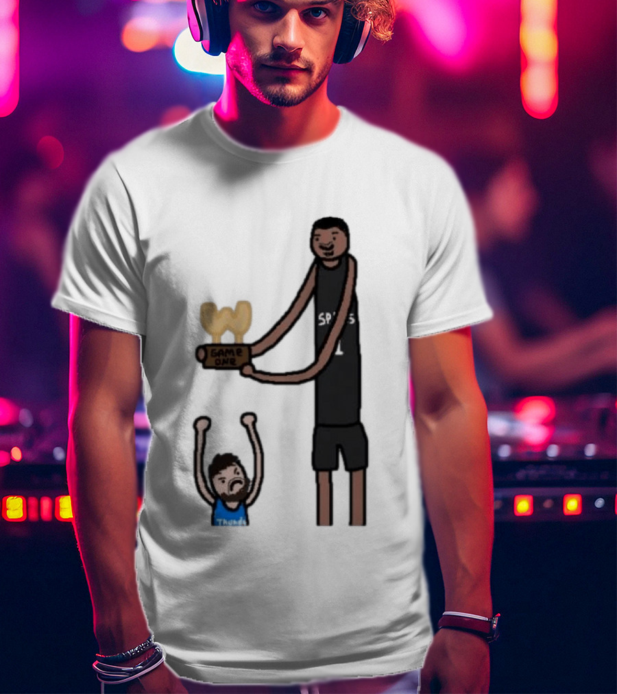 Spurs Victor Wembanyama Game One Vs Thunder Basketball Cartoon T-Shirt