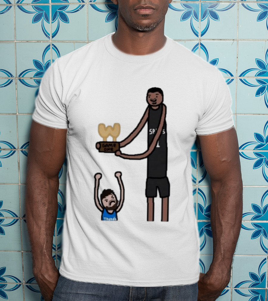 Spurs Victor Wembanyama Game One Vs Thunder Basketball Cartoon T-Shirt