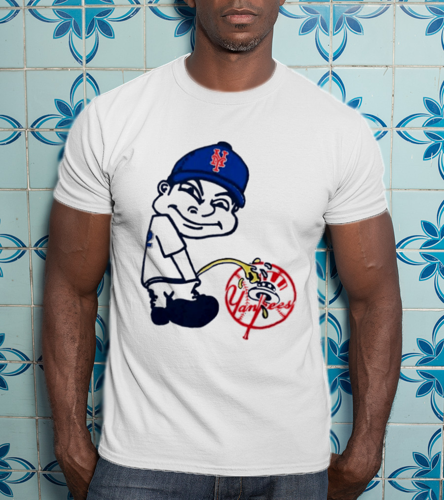 New York Mets Fans Rivalry Yankees Humorous Cartoon T-Shirt