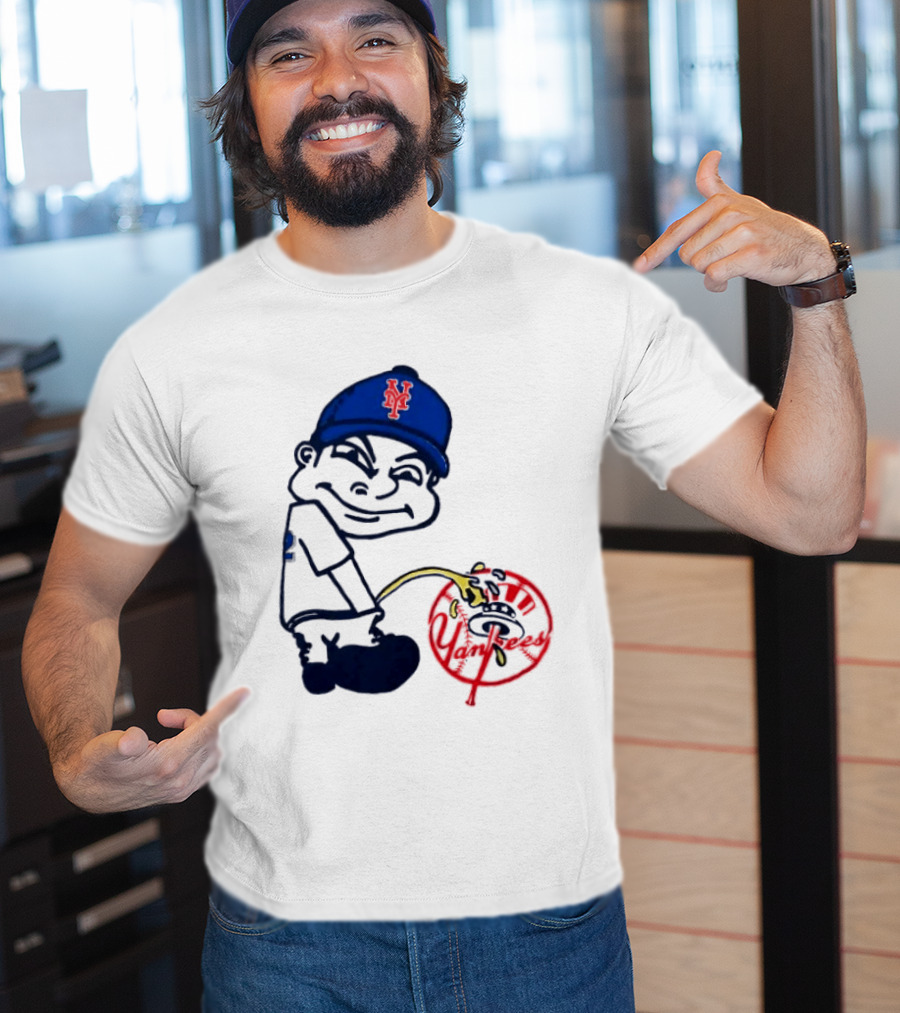 New York Mets Fans Rivalry Yankees Humorous Cartoon T-Shirt