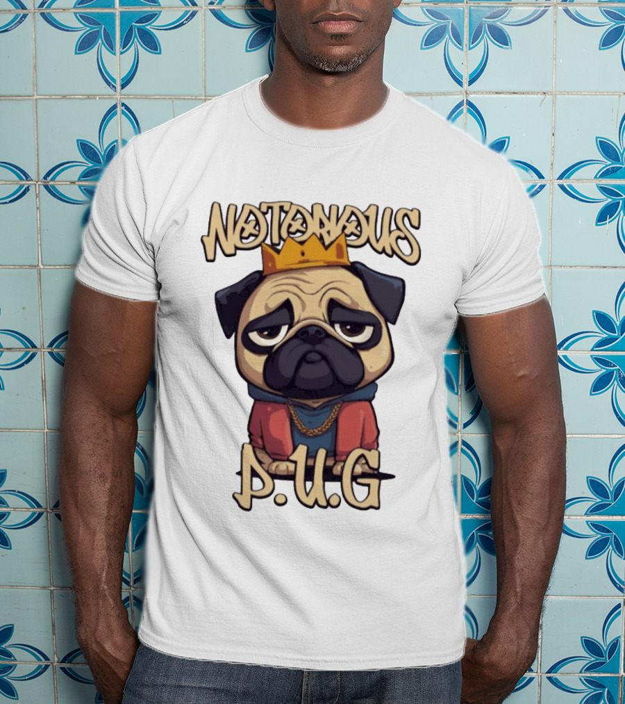 Notorious Pug Iconic Crowned Cartoon 90s Rap T-Shirt