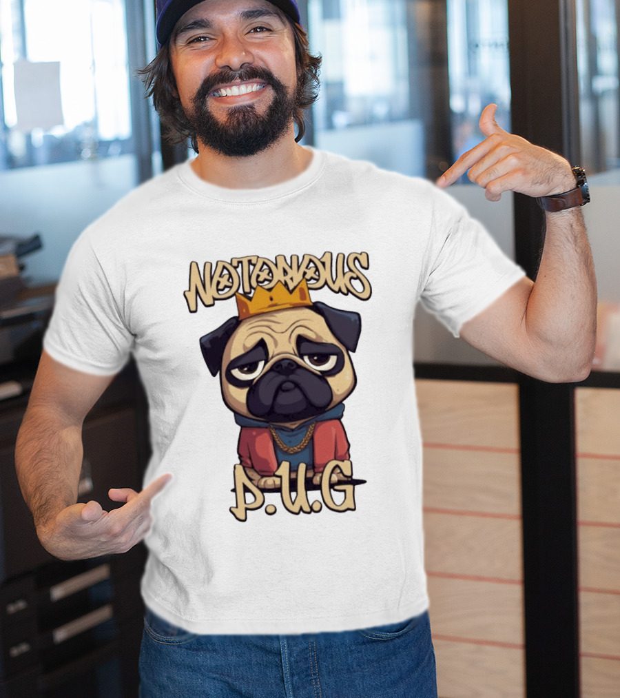 Notorious Pug Iconic Crowned Cartoon 90s Rap T-Shirt