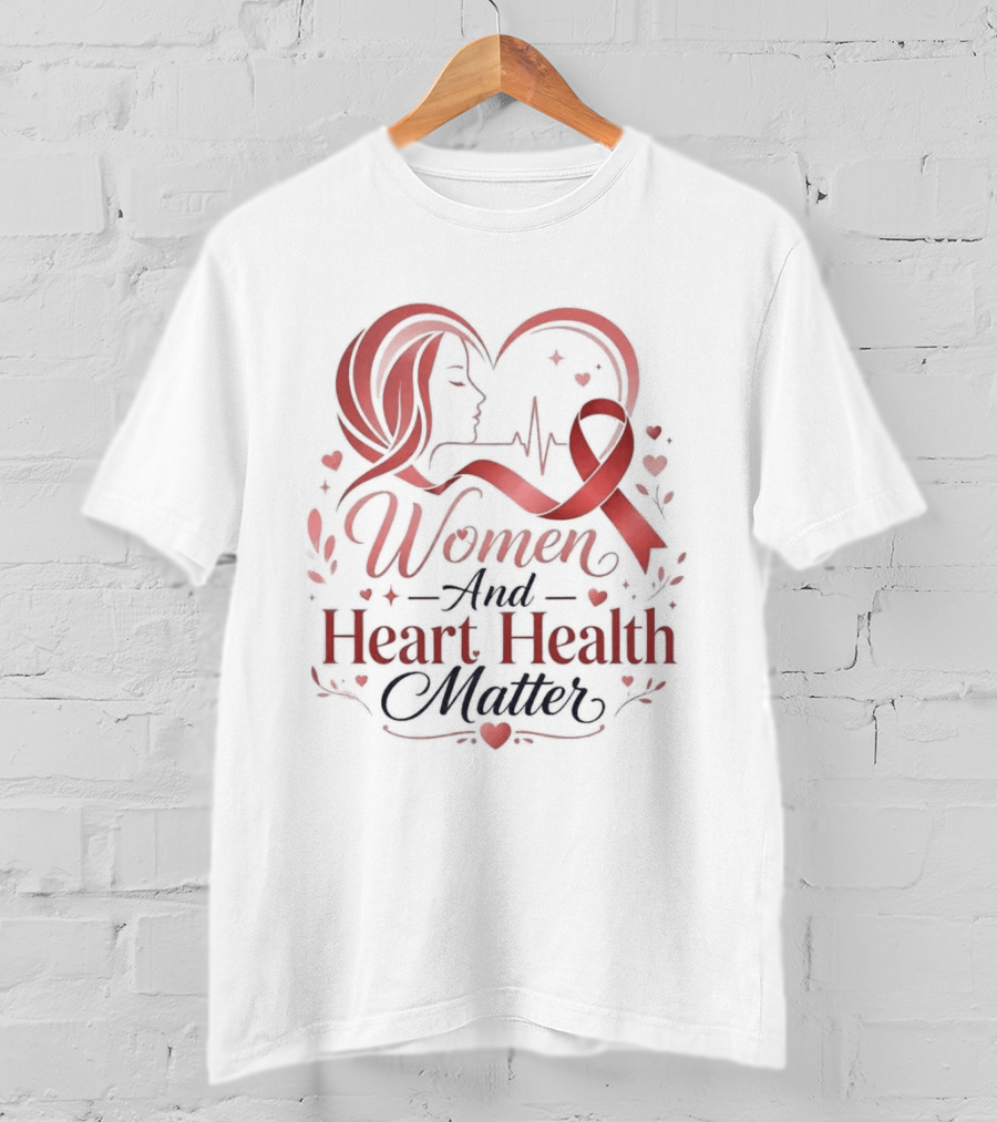 Women And Heart Health Matter Awareness Ribbon Heartbeat T-Shirt