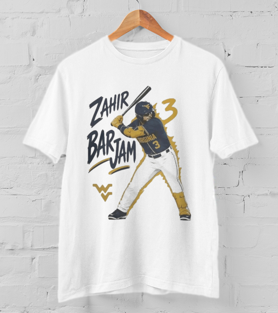 Zahir Barjam West Virginia Baseball Number 3 Sports Fan T-Shirt
