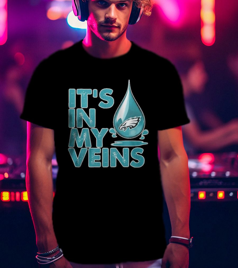Philadelphia Eagles It's In My Veins Dripping Logo Fan Pride T-Shirt