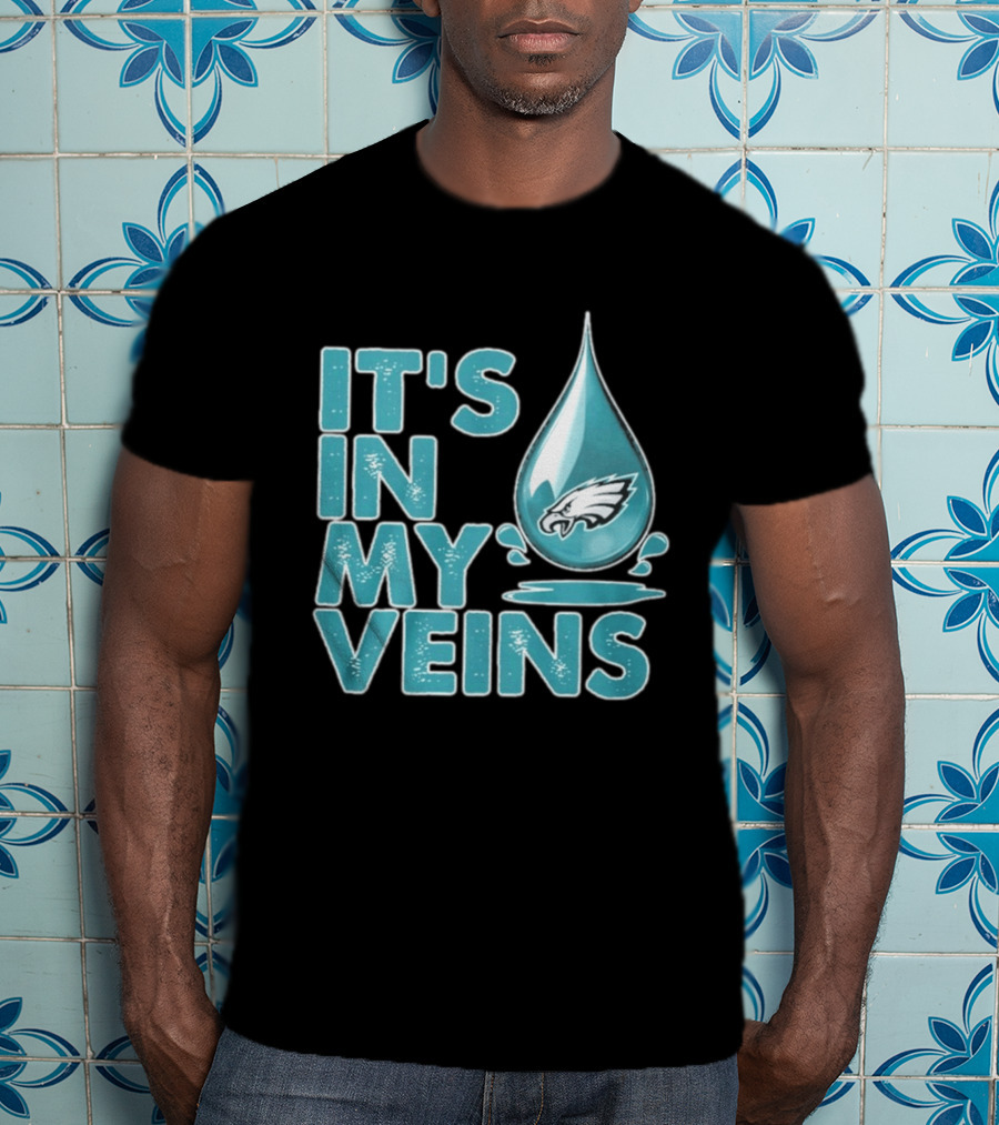 Philadelphia Eagles It's In My Veins Dripping Logo Fan Pride T-Shirt