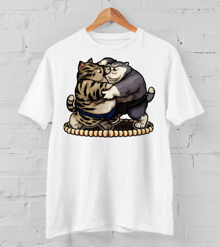 Sumo Wrestling Cats Battling In Traditional Ring T-Shirt