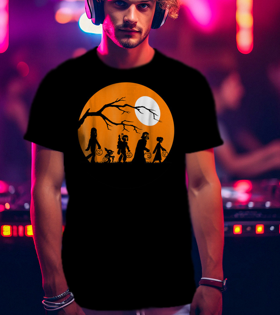Shop Halloween Online Trick Or Treat Sci-Fi Silhouettes Moon T-Shirt