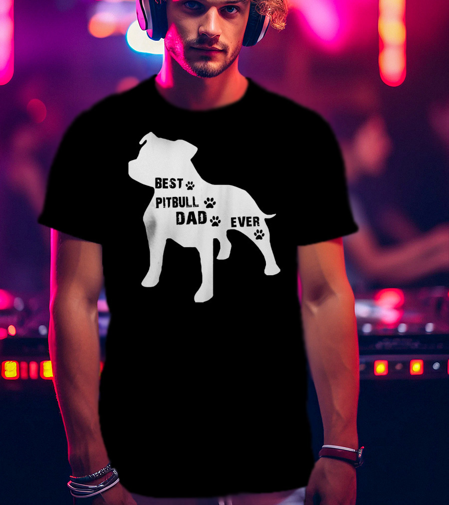 Best Pitbull Dog Dad Ever Paw Prints T-Shirt