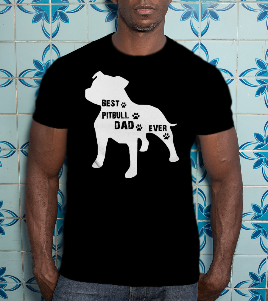 Best Pitbull Dog Dad Ever Paw Prints T-Shirt