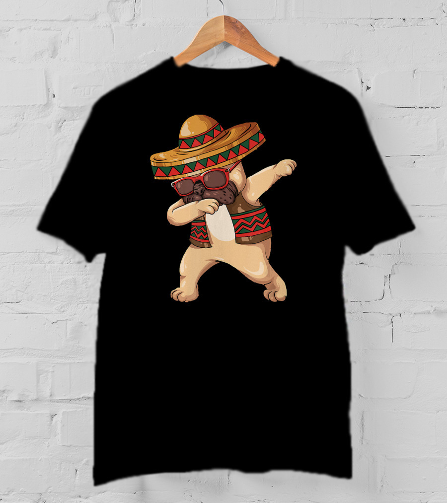Cinco De Mayo Fiesta Dabbing Pug Dog Dab Boys Celebrating T-Shirt