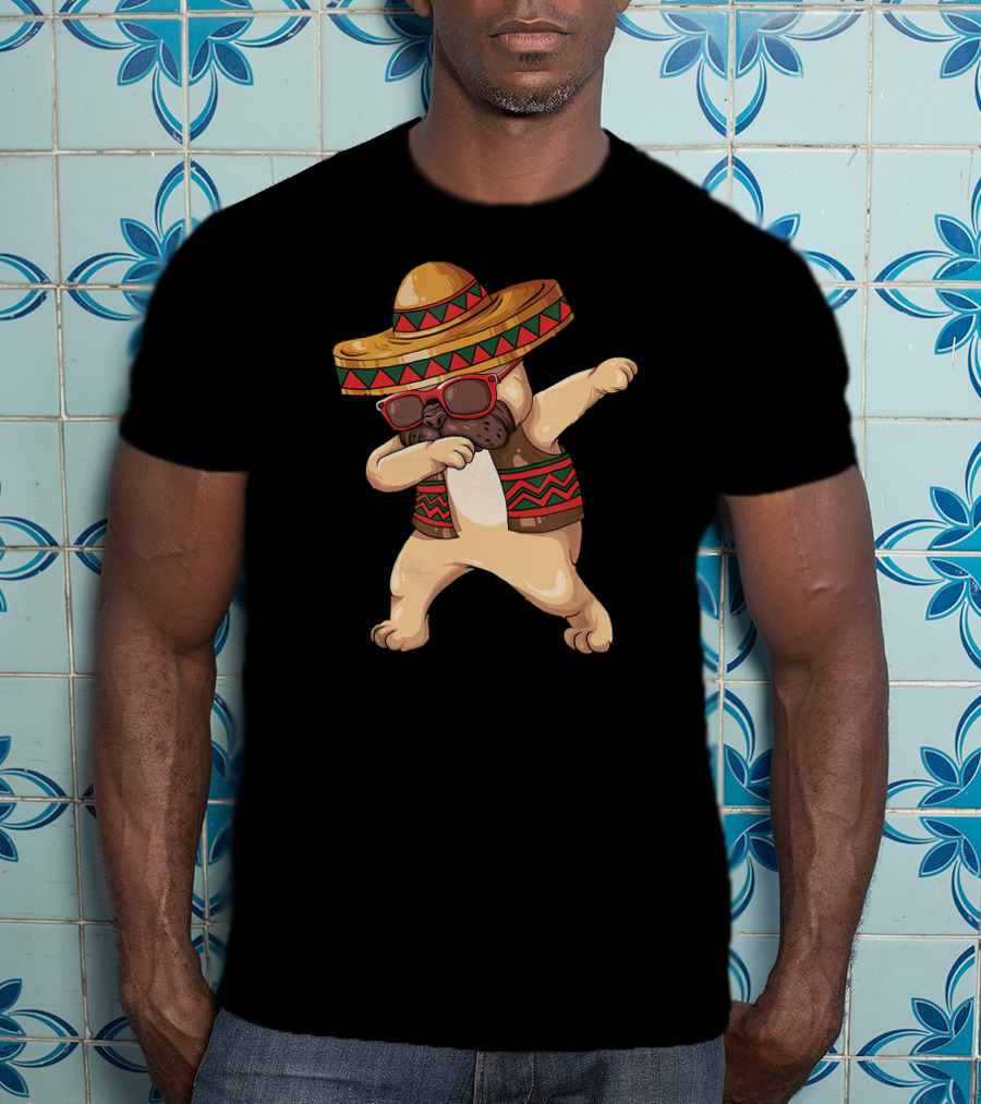 Cinco De Mayo Fiesta Dabbing Pug Dog Dab Boys Celebrating T-Shirt