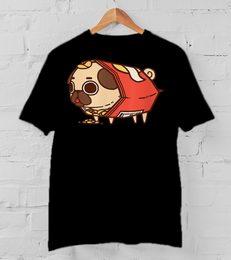 Puglie Dog In Chips Bag Funny Pug Love Food Birthday T-Shirt