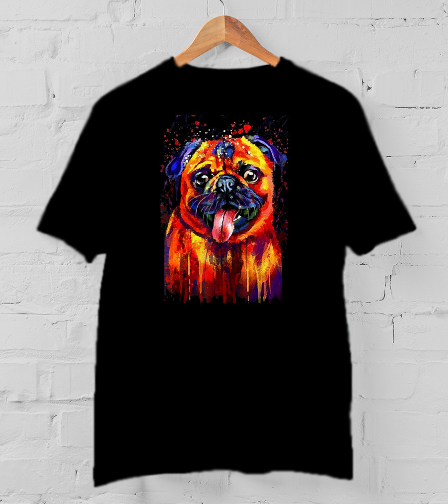 Vibrant Watercolor Pug Design For Enthusiasts T-Shirt