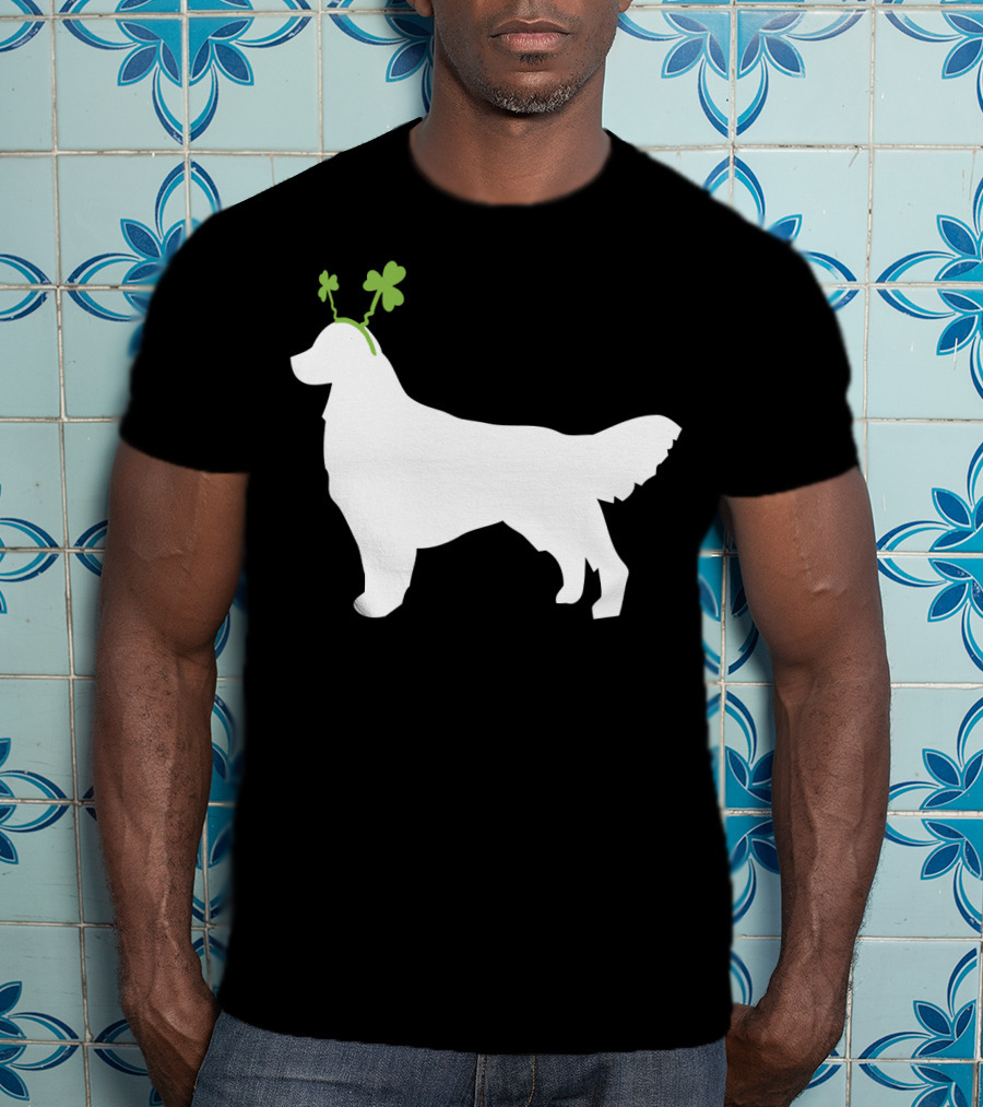 Golden Retriever Shamrock Antlers St Patricks Day Dog T-Shirt