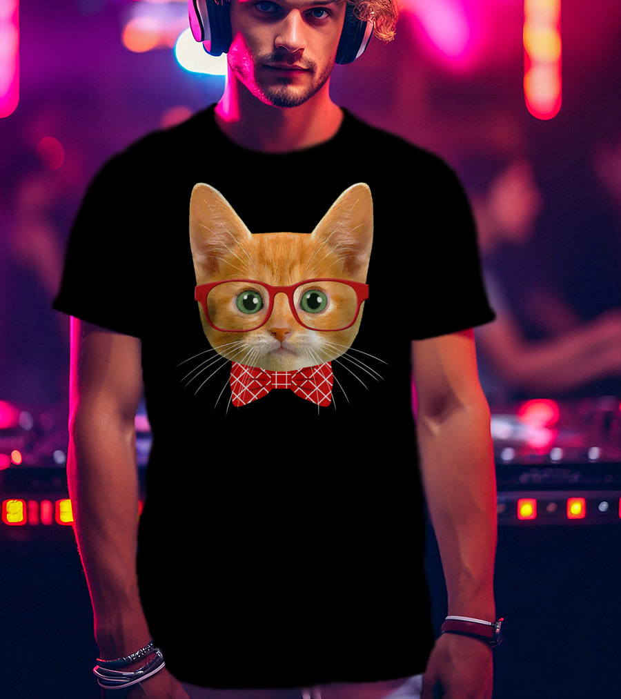 Tabby Cat Lover Orange Hipster Glasses Kitty Mama T-Shirt