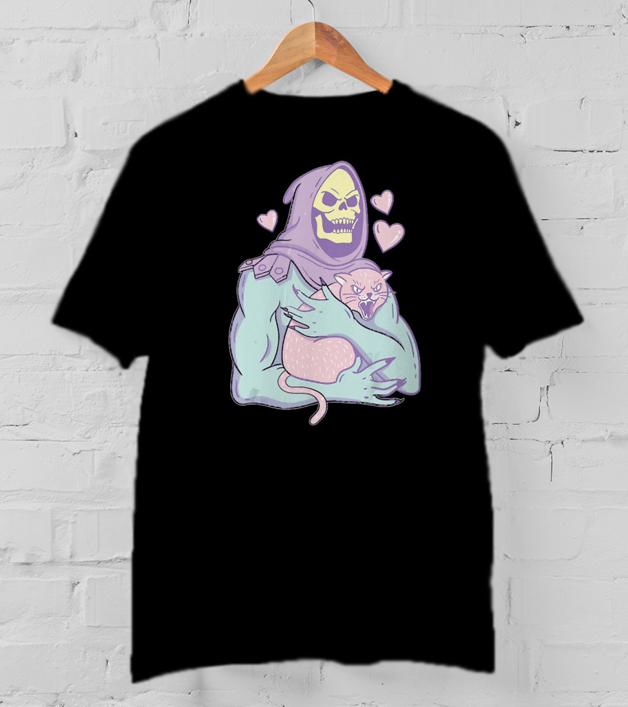 Bones Love Cat Cool Hearts Emojii T-Shirt