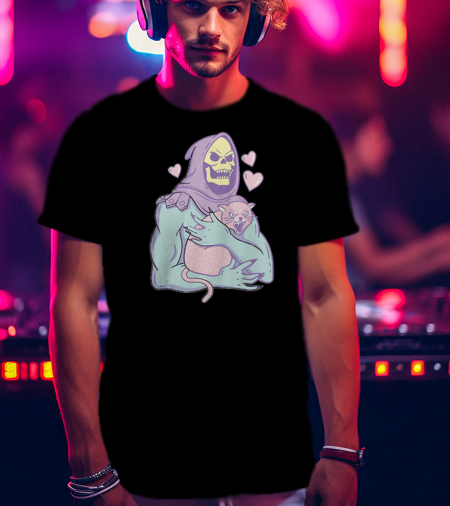 Bones Love Cat Cool Hearts Emojii T-Shirt