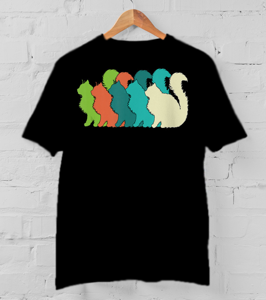 Cat Silhouettes For The Love Of Cats Womens Girls Cat Lover T-Shirt