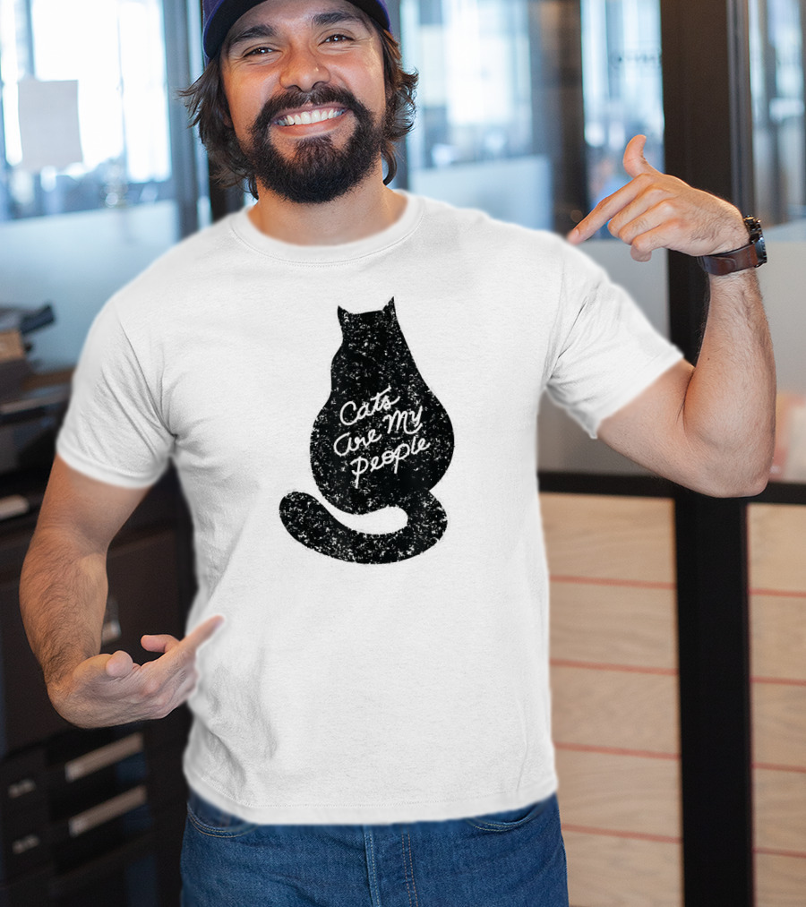 Cats Are My People Silhouette Back View Sketch T-Shirt