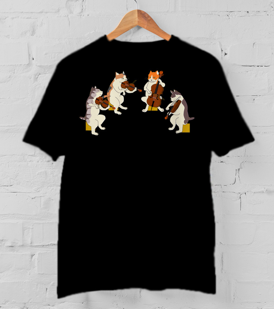 Playful Cats Orchestra Violin Cello Music Cat Lover T-Shirt