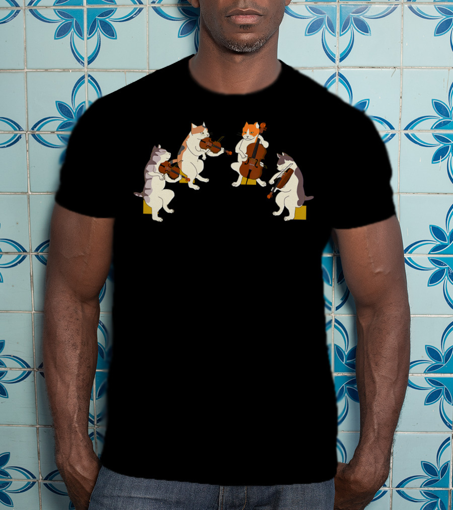 Playful Cats Orchestra Violin Cello Music Cat Lover T-Shirt
