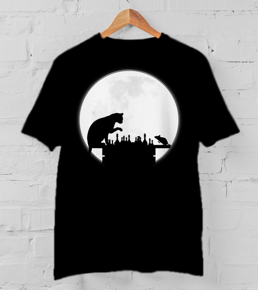 The Chess Match Of Cat And Mouse Under The Full Moon T-Shirt