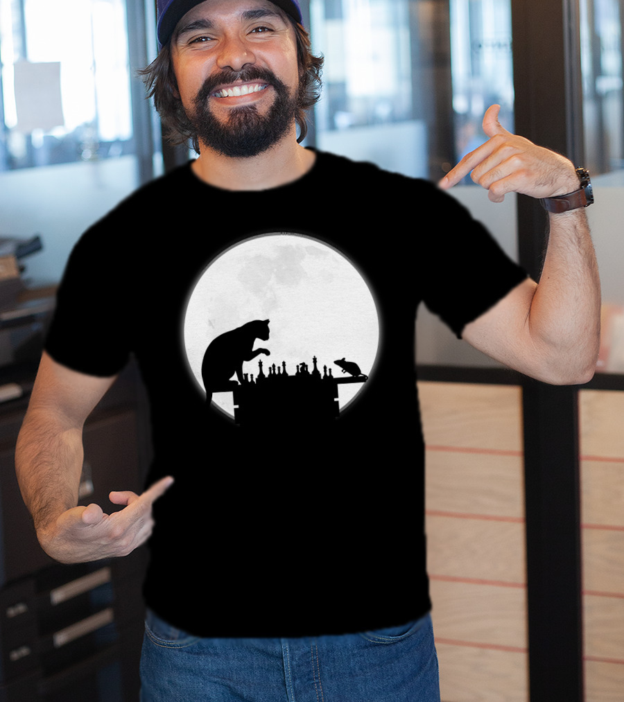 The Chess Match Of Cat And Mouse Under The Full Moon T-Shirt