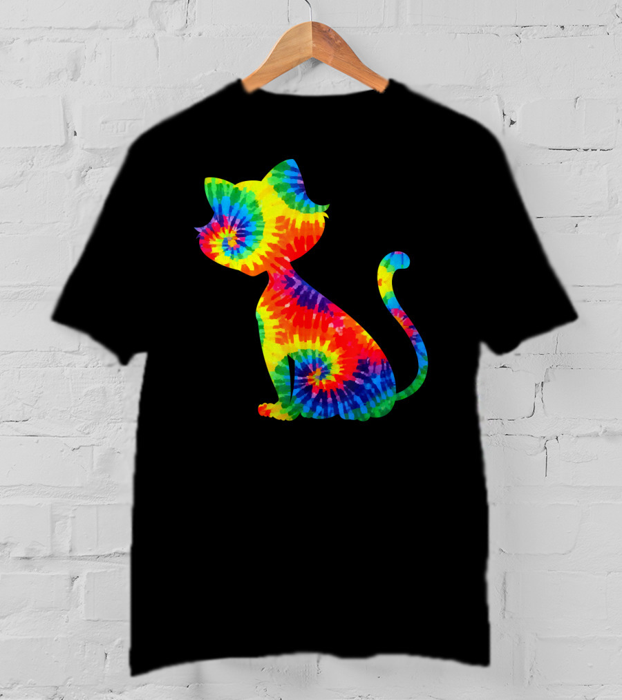 Tie Dye Colorful Kitten Cat Spiral T-Shirt