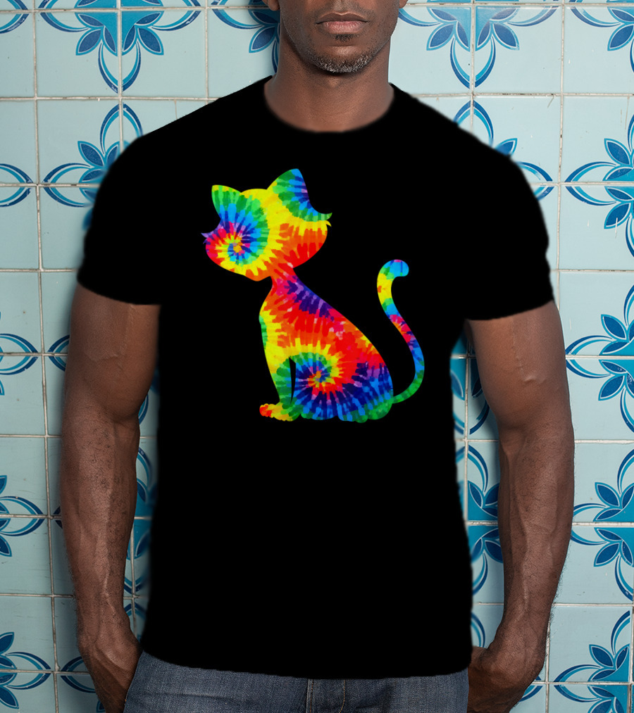Tie Dye Colorful Kitten Cat Spiral T-Shirt
