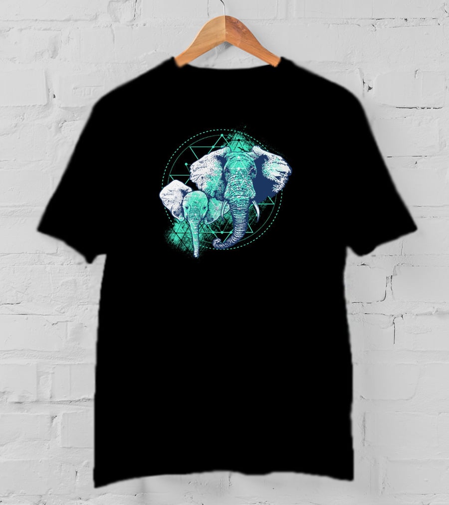 Magic Elephant Geometric Triangles T-Shirt