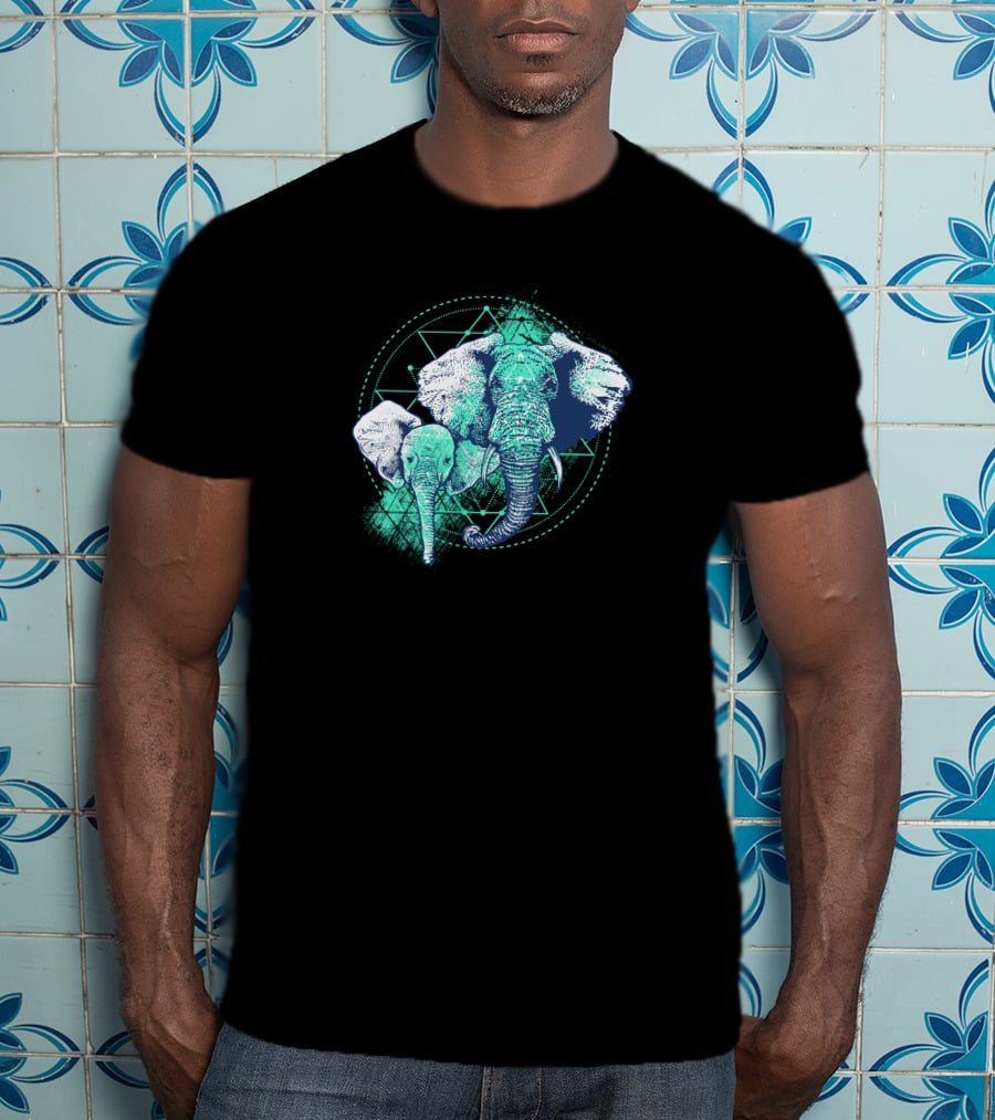 Magic Elephant Geometric Triangles T-Shirt