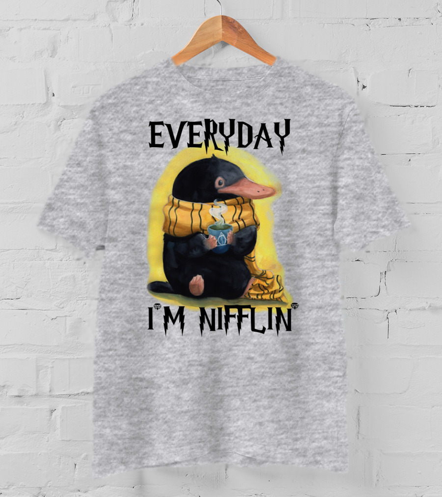 Everyday I'm Nifflin' Magical Creature With Scarf And Tea Cup T-Shirt