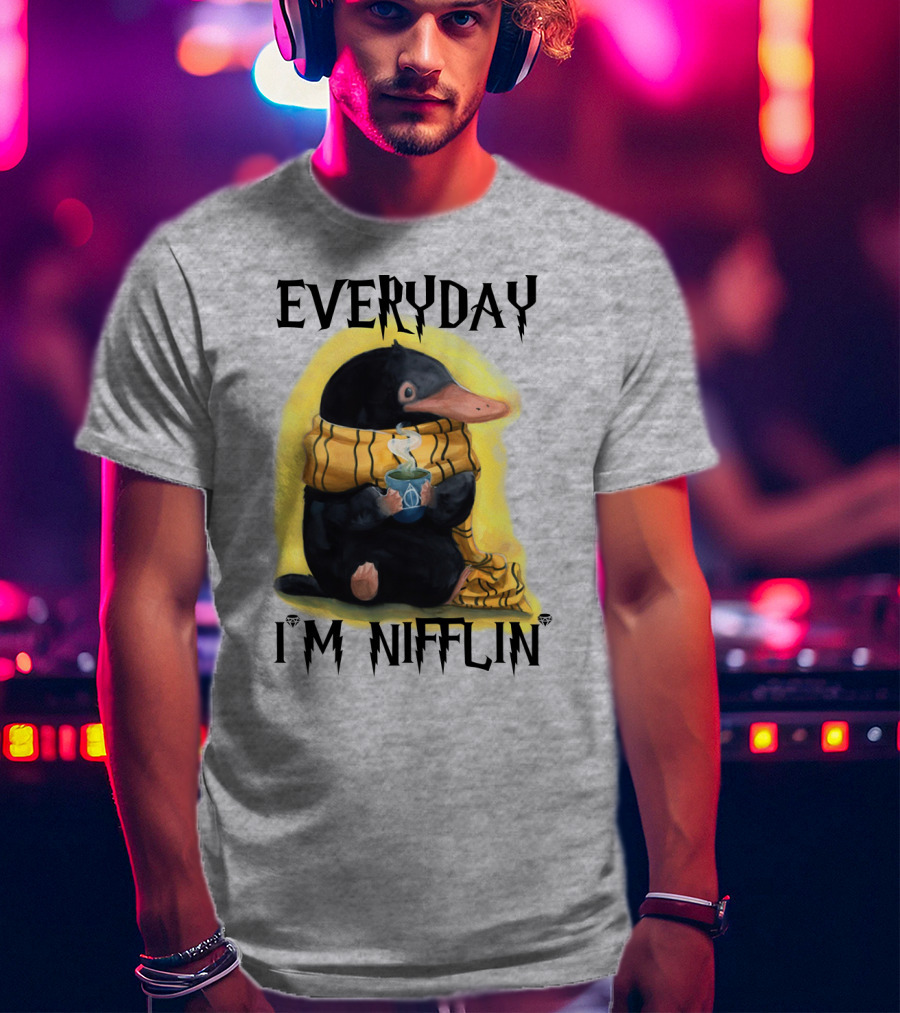 Everyday I'm Nifflin' Magical Creature With Scarf And Tea Cup T-Shirt