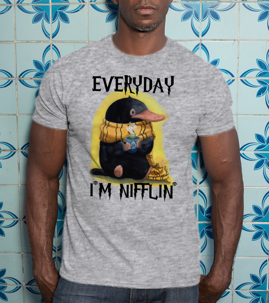 Everyday I'm Nifflin' Magical Creature With Scarf And Tea Cup T-Shirt