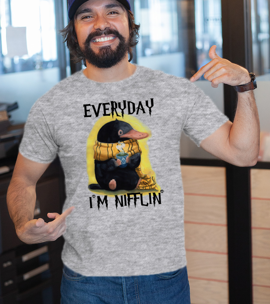 Everyday I'm Nifflin' Magical Creature With Scarf And Tea Cup T-Shirt