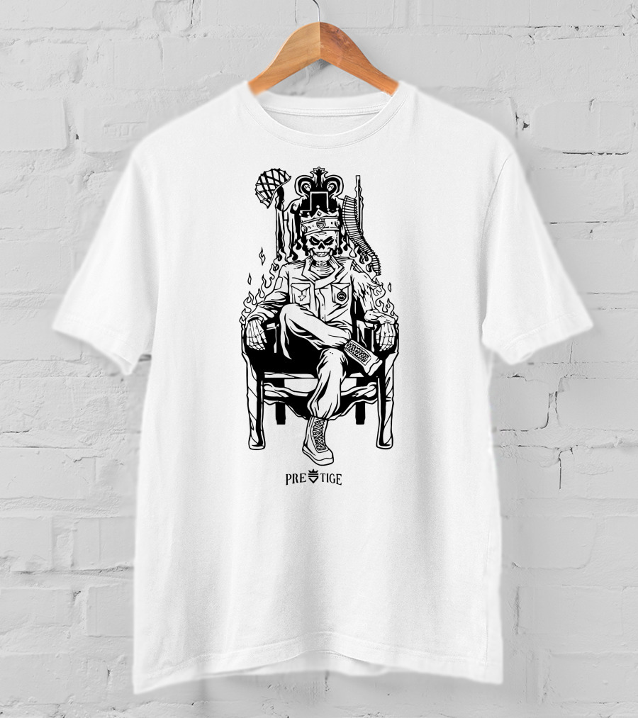 Rnl Scump Prestige Skull King On Throne T-Shirt