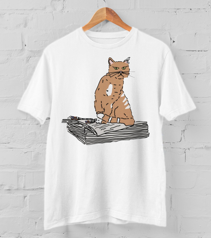 New York Post Cat On Newspaper Stack T-Shirt
