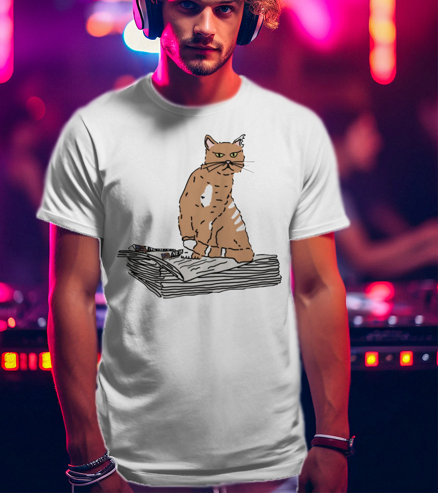 New York Post Cat On Newspaper Stack T-Shirt