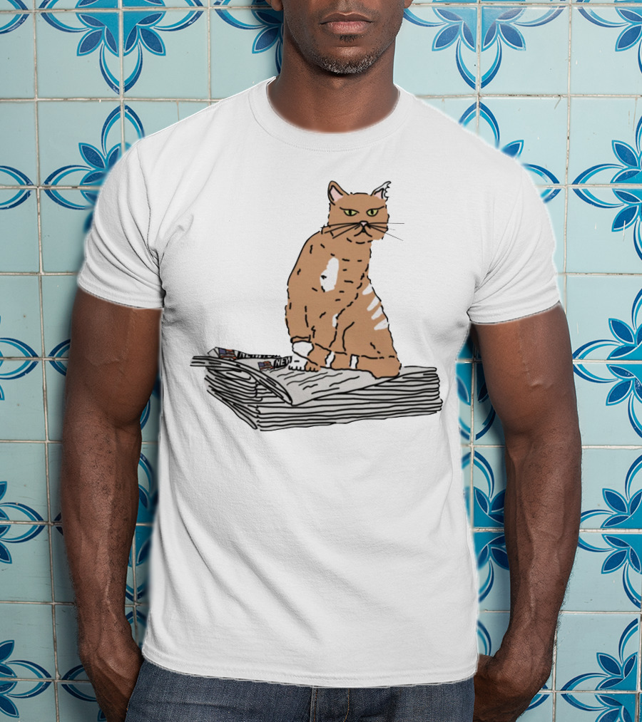 New York Post Cat On Newspaper Stack T-Shirt