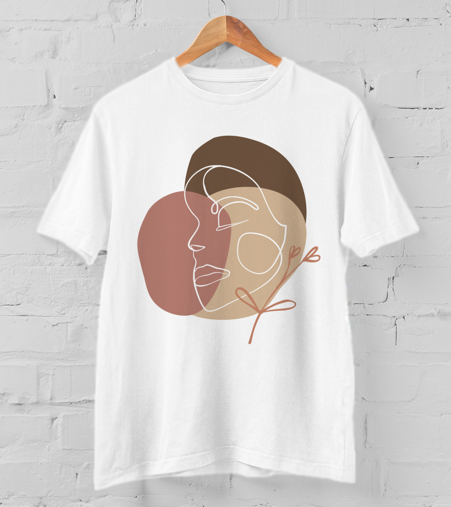 Line Art Woman Face Beauty Minimalist Abstract Linear Profile T-Shirt