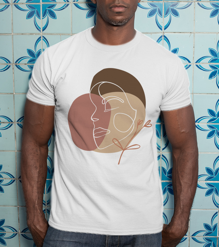 Line Art Woman Face Beauty Minimalist Abstract Linear Profile T-Shirt