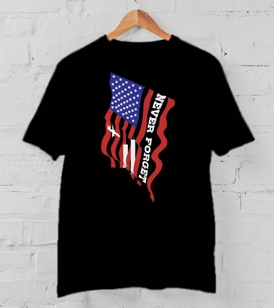 Never Forget 09.11.01 American Flag Patriot Memorial T-Shirt