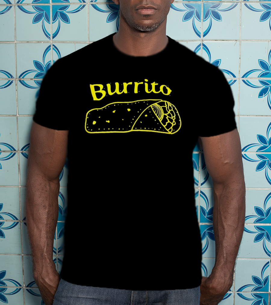 Burrito Sketch Yellow Food T-Shirt