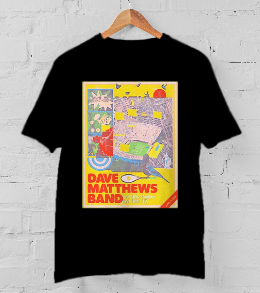 Dave Matthews Band Forest Hills NY 2026 Stadium June 10 Art Collage Stadium Map And Bird T-Shirt